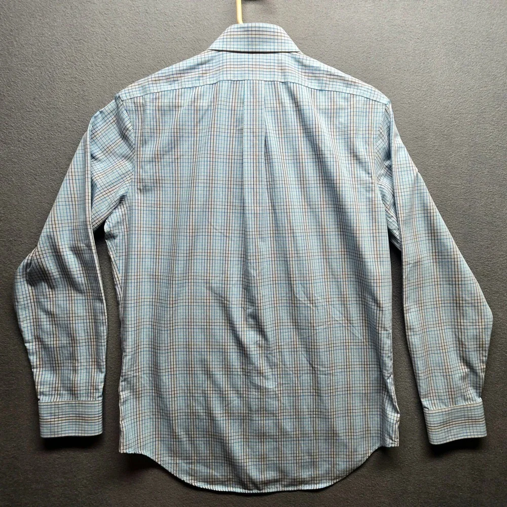 Banana Republic Mens Blue Brown Plaid Non-Iron Classic Fit Shirt 410774-00 Small